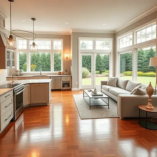 Beautifully remodeled interior in Harrodsburg KY features open floor plan modern kitchen and elegant living area.