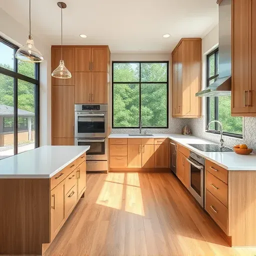 Renovated kitchen in Lawrenceburg KY with quartz countertops, stainless appliances, custom cabinetry, and natural light.