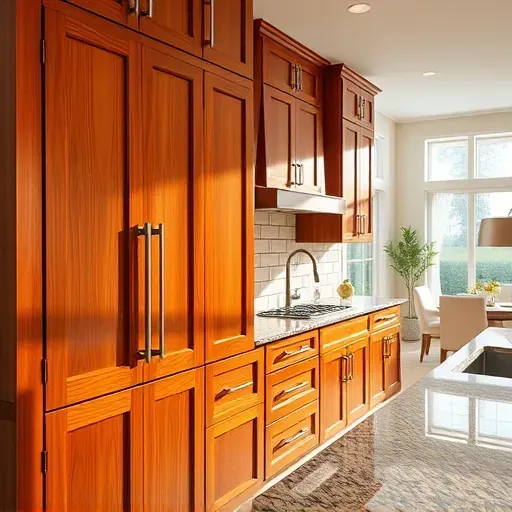 Beautiful redesigned kitchen in Lawrenceburg KY with polished woodgrain cabinets granite countertops natural light