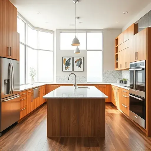Completed kitchen remodel in Frankfort KY showcasing modern design with custom cabinets, granite countertops, and pendant lights.