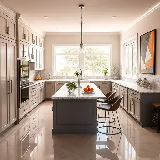 Modern kitchen remodel in Mount Eden KY with sleek cabinets, polished granite, and natural light enhancing elegance.
