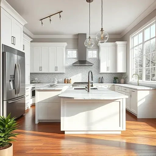 Modern kitchen remodel in Glensboro KY features sleek appliances, quartz island, custom cabinetry, and abundant natural light.