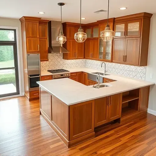 Modern kitchen remodel in Hustonville KY featuring high-end appliances, custom cabinets, quartz countertops, and natural light.