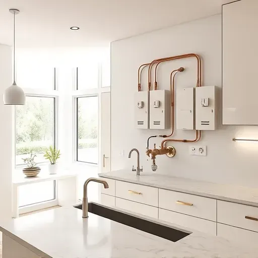 Modern kitchen in Lawrenceburg KY showing organized wiring, electrical panels, outlets, and fixtures in a bright open space