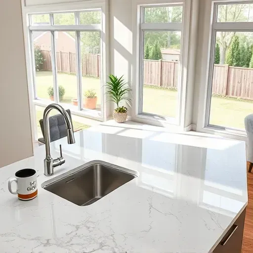 Bright modern kitchen in Lawrenceburg KY with polished granite countertops, sleek cabinetry, and natural sunlight.