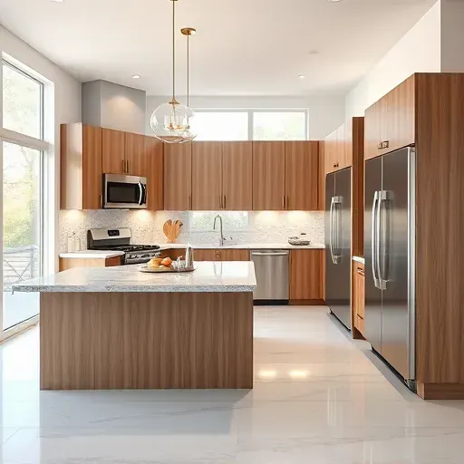 Recently remodeled kitchen in Bloomfield, KY with sleek granite counters, custom cabinetry, and stainless steel appliances.