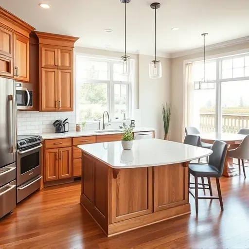 Beautiful renovated Taylorsville KY kitchen with quartz countertops stainless appliances custom wood cabinets hardwood floors and natural light