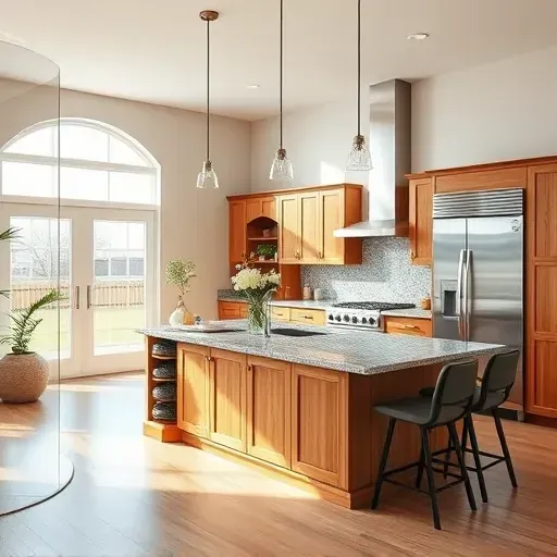 Modern kitchen remodel in Bagdad KY features granite countertops, stainless steel appliances, and custom cabinetry.