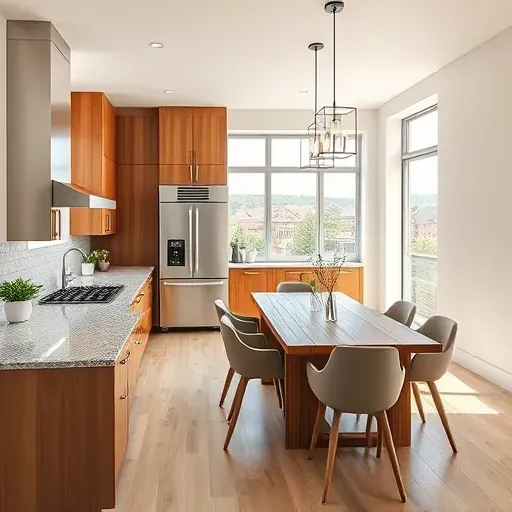 Modern kitchen remodel in Springfield KY with granite countertops, stainless steel appliances, and natural light.