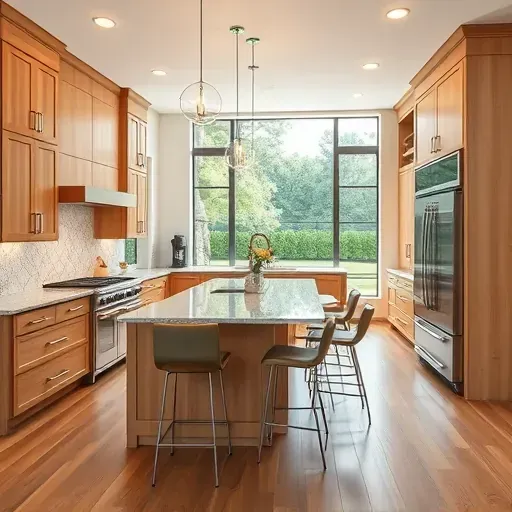 Recently remodeled Houstonville kitchen with granite countertops, oak cabinets, stainless steel appliances, and natural light.
