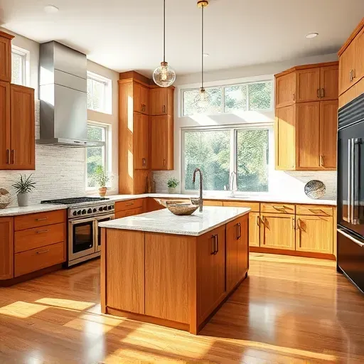 Remodeled kitchen in Lawrenceburg KY with granite countertops, stainless appliances, wood cabinetry, and natural light.