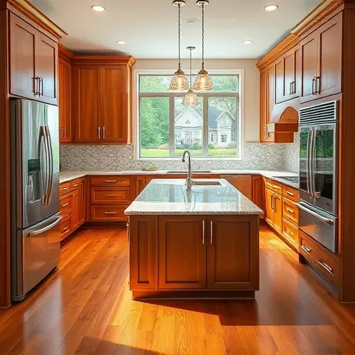 Beautifully renovated kitchen in Alton KY with granite countertops, custom cabinetry, and stainless steel appliances.