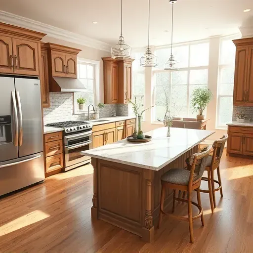 Renovated Nonesuch KY kitchen with granite countertops stainless steel appliances custom wood cabinets center island hardwood flooring bright natural light open concept