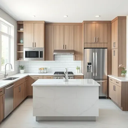 Completed sleek modern kitchen with stainless steel appliances, marble countertops, subway tile backsplash, bright natural light in Lawrenceburg KY