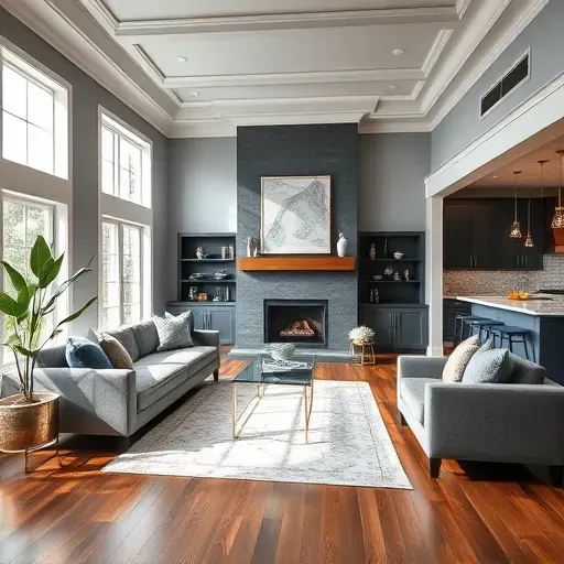 Remodeled living room in Hustonville KY with modern decor, natural light, stylish furnishings, and a welcoming ambiance.