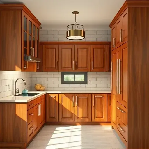 Beautiful custom wooden kitchen cabinets in Lawrenceburg KY with detailed craftsmanship, warm tones, and modern elegance