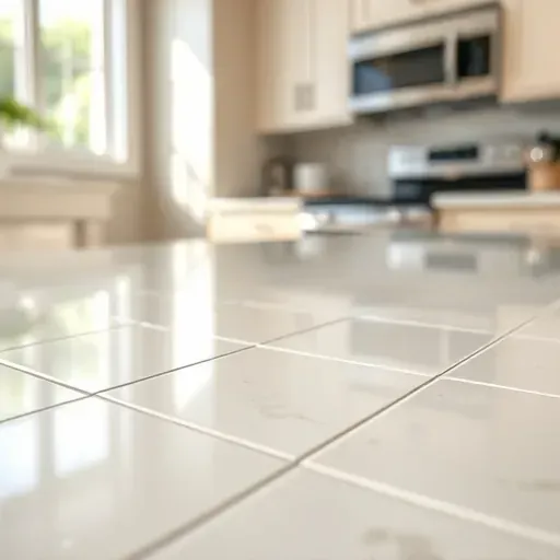 Close-up of a pristine, glossy ceramic kitchen backsplash with even grout lines in a modern, well-lit Lawrenceburg KY kitchen