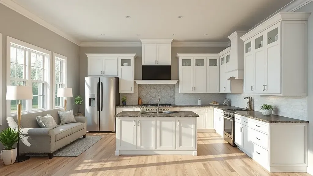 Remodeling in Lancaster, KY showcasing kitchen renovation with modern design elements and vibrant color scheme.