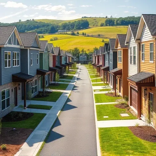 New modern residential development in Lawrenceburg KY featuring stylish homes, landscaped gardens, and Kentucky hills