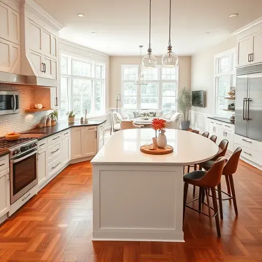 Renovated Versailles KY kitchen with quartz countertops, stainless steel appliances, large windows, hardwood flooring and stylish backsplash