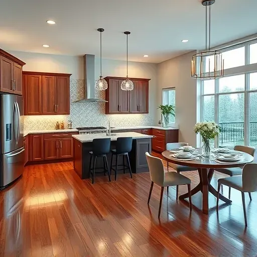 Modern kitchen remodel in Taylorsville KY with stainless steel appliances, granite countertops, and custom cabinetry.