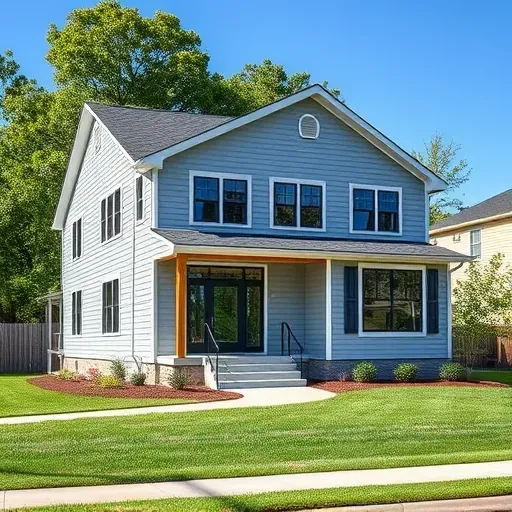 New home addition in Lawrenceburg KY featuring modern design, large windows, lush landscape, and expert craftsmanship