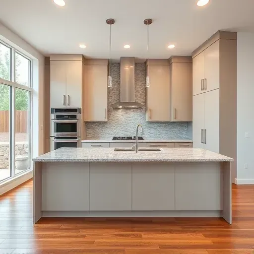 Stylish kitchen remodel in Lawrenceburg KY with modern cabinetry, granite island, and seamless appliances. Elegant ambiance.