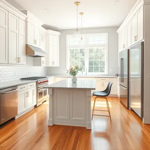Modern kitchen remodel in Salvisa KY featuring stainless steel appliances, custom cabinetry, granite countertops, and bright decor.