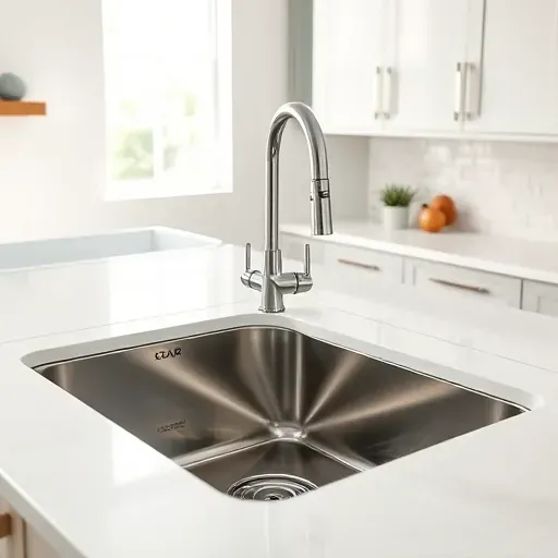 Freshly installed stainless steel kitchen sink with sleek faucet in a modern, bright Lawrenceburg KY kitchen featuring polished countertops and elegant decor