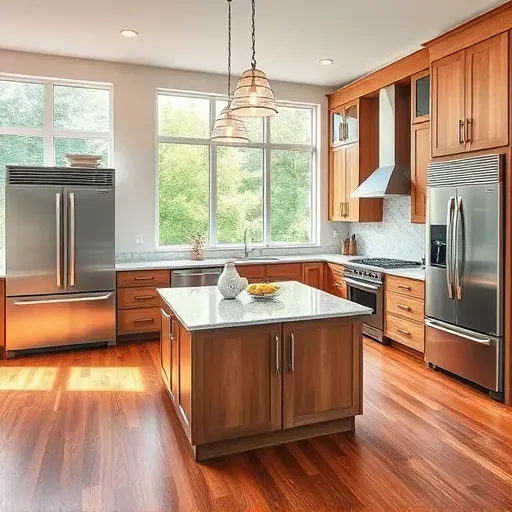 Renovated Danville KY kitchen with granite countertops stainless steel appliances custom wood cabinetry and hardwood floors