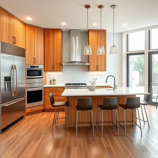 Renovated Springfield KY kitchen with modern cabinetry, stainless steel appliances, quartz island, and natural light.