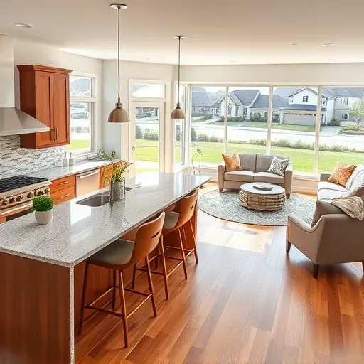 Modern kitchen remodel in Mount Eden KY with granite countertops, stainless appliances, and elegant decor enhancing sophistication.