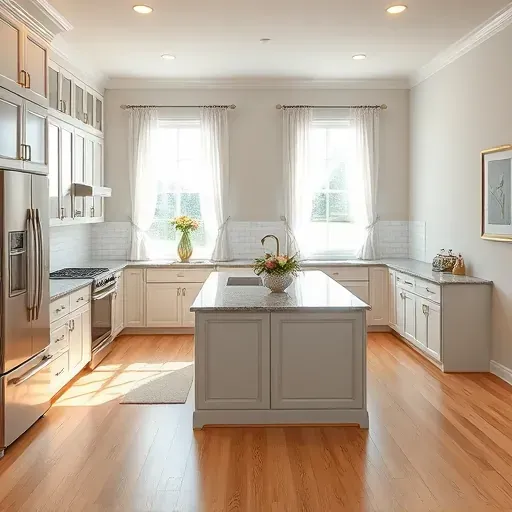 Modern kitchen remodel in Midway KY with high-end appliances, granite counters, and stylish decor creating a warm ambiance.