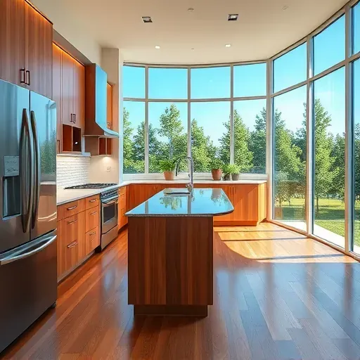 Renovated kitchen in Burgin KY with modern cabinetry, granite island, stainless appliances, and natural lighting.