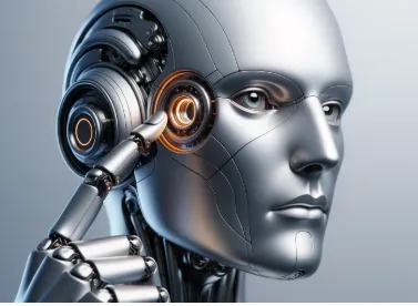 Humanoid AI robot representing artificial intelligence, automation, and AI-powered business technology for modern workplace efficiency and digital transformation.