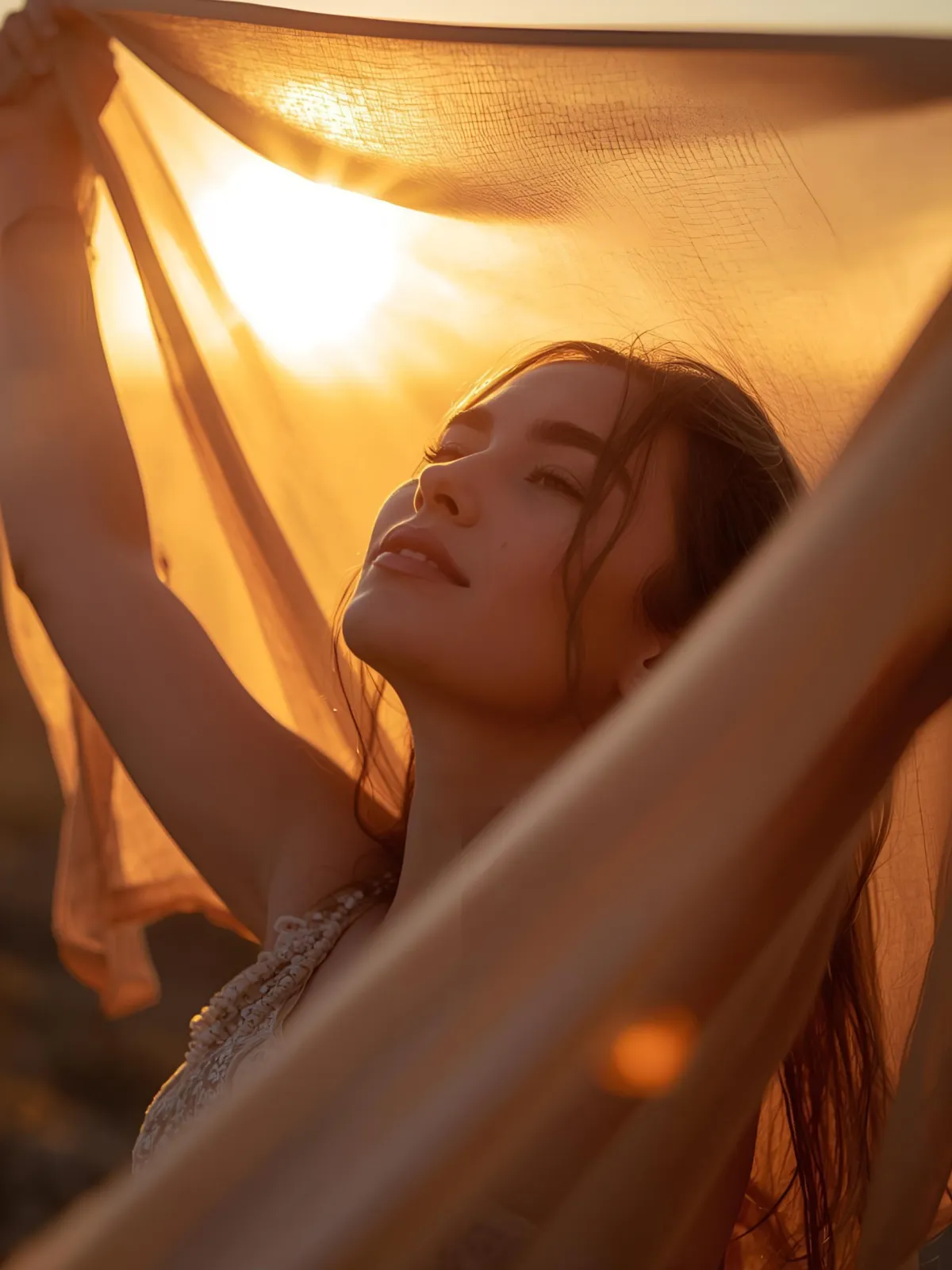 Woman baunder the sun symbolizing freedom.