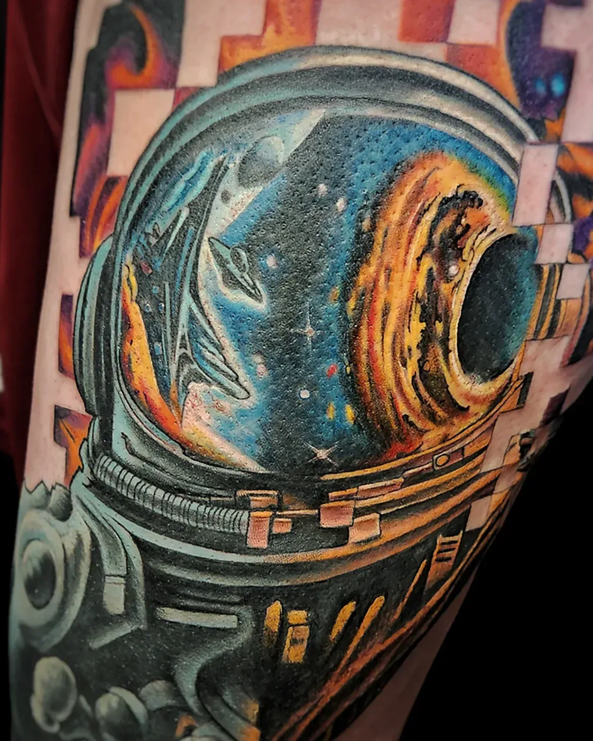 Mickey Schlick Pixelated Astronaut Tattoo