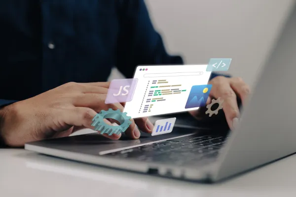 website in laptop screen