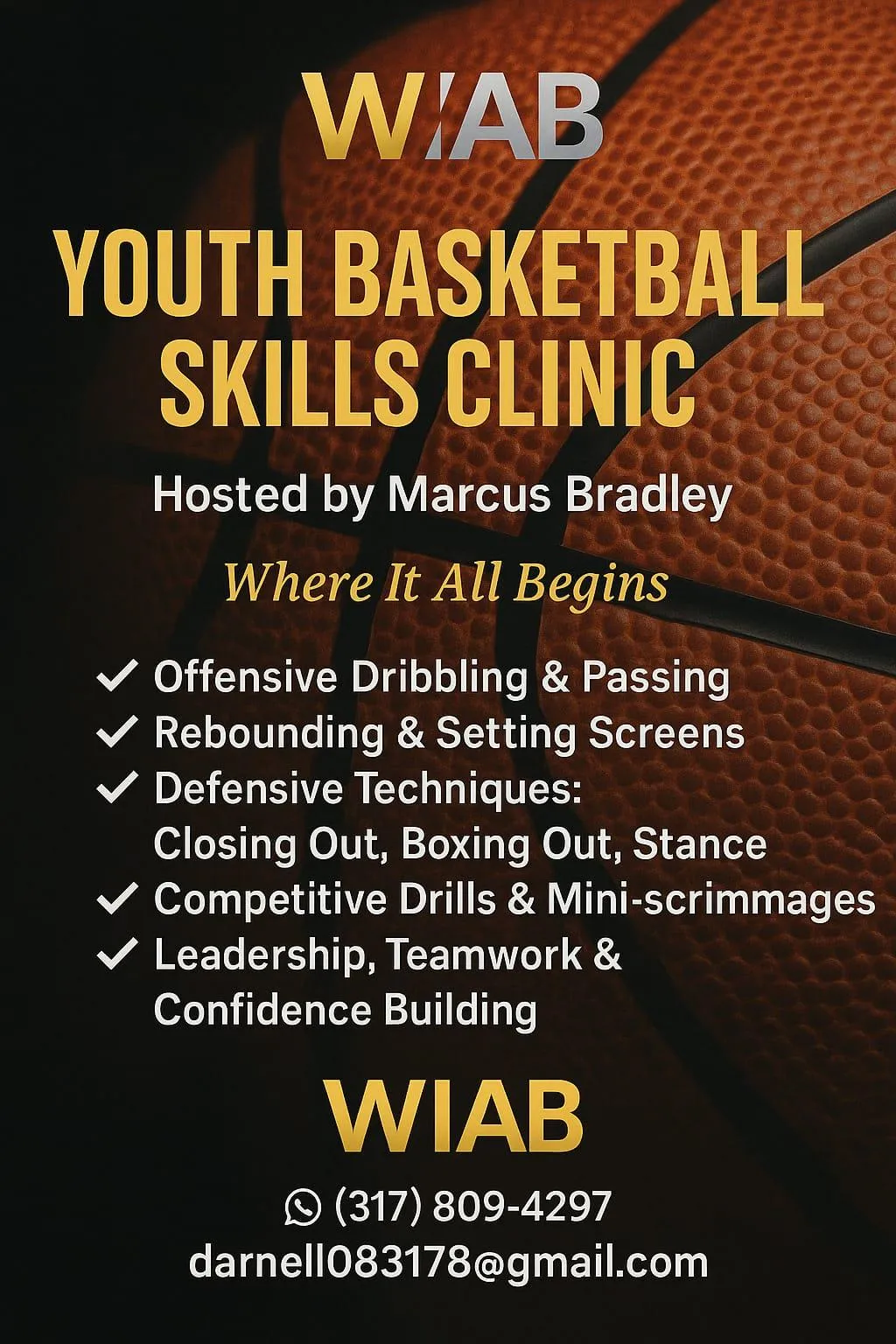 Spalding basketball in court