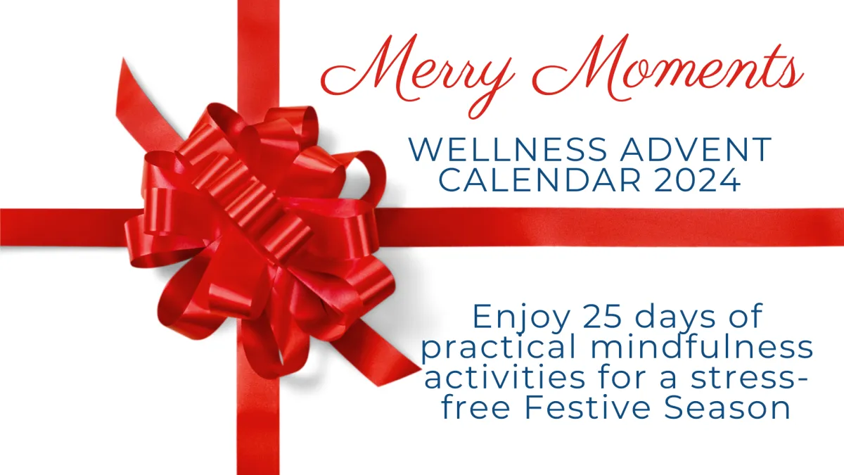 white present with red ribbon - Merry Moments Welless Advent Calendar 2024