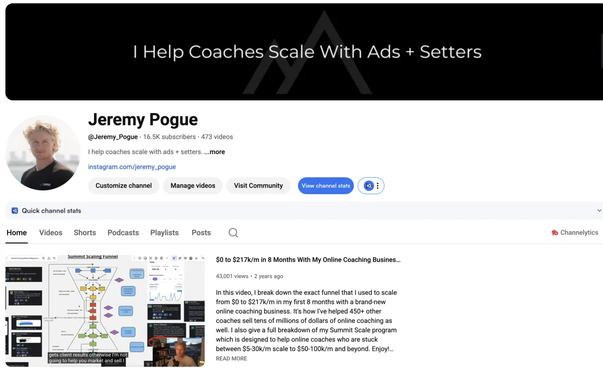 Jeremy Pogue's YouTube channel