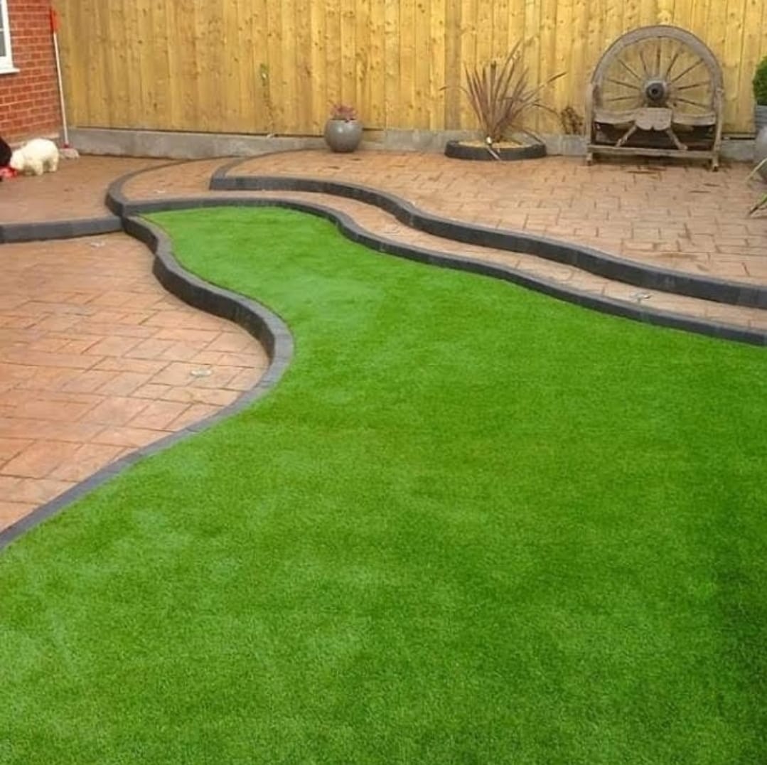 Artificial Grass alongside paving installation in Bournemouth