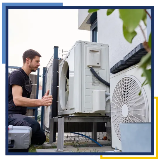 Technician providing air conditioning service near the Woodlands 