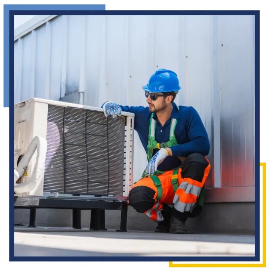 Technician checking a home HVAC system in New Caney, TX 