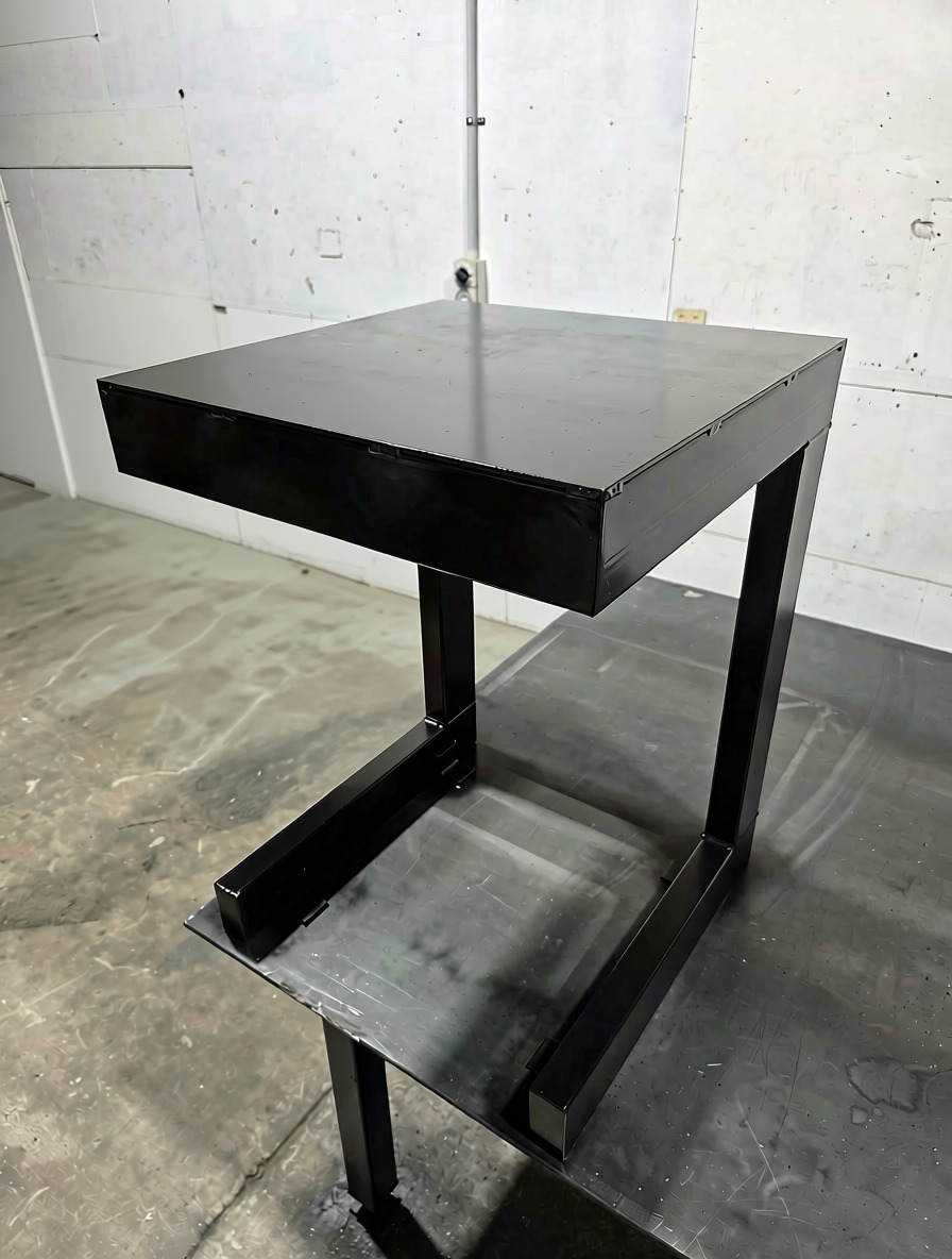 Heavy-duty black steel cantilever stand fabricated in the Intent Engineering Moreton Bay workshop