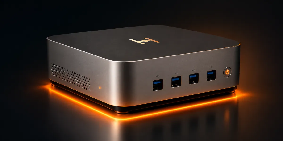 Dispositivo HX1 Home-Station de HubLink, con carcasa metálica y puertos de conexión frontales