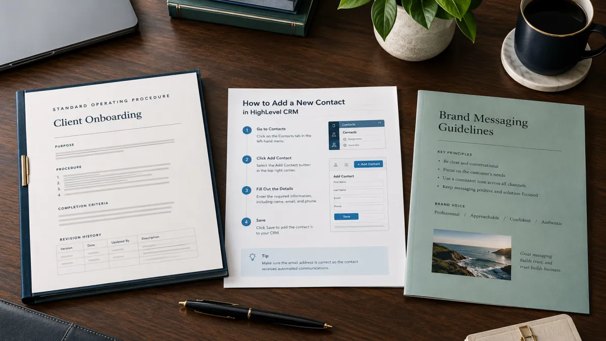 Image of 3 documents: SOP, Job Aid, and Guidelines