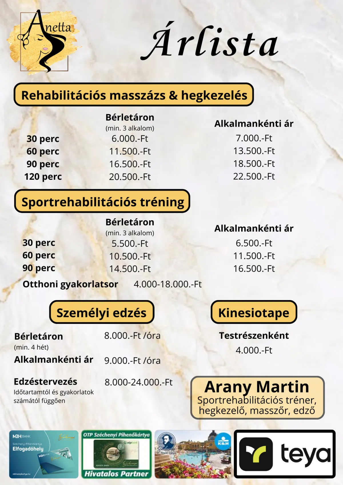 Masszázs és sportrehabilitációs szalon Pilisen