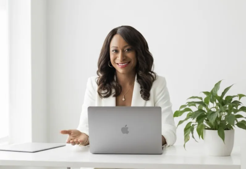 Portrait of Gloria Halim with warm, welcoming expression