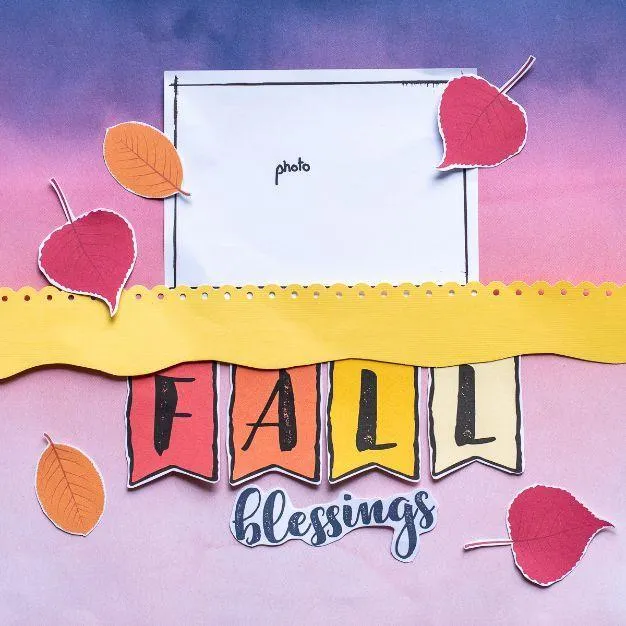 rainbow of autumn colors scrapbook layout